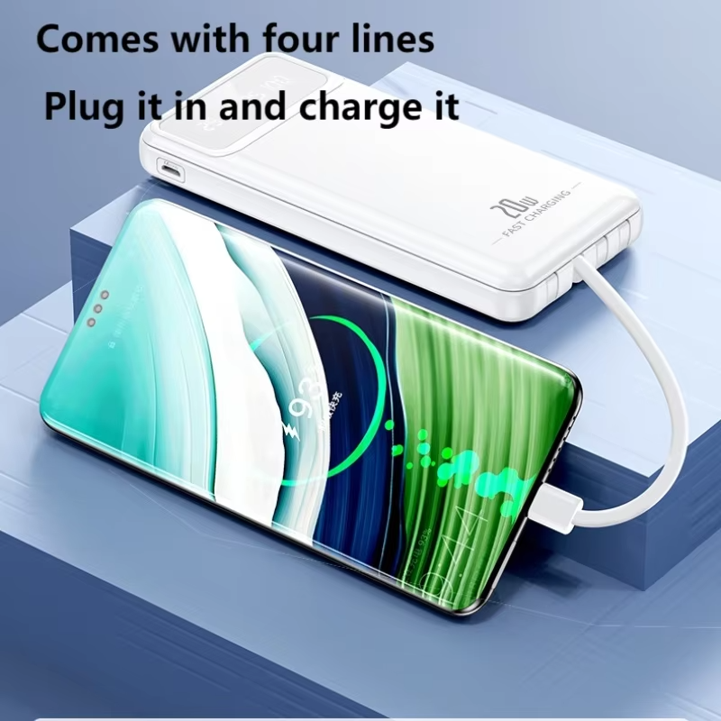 Portable Charger with Built-in Cables, 10000mAh PowerBank for iPhone, Slim Fast Charge Battery Pack,Travel Essentials Powerbank