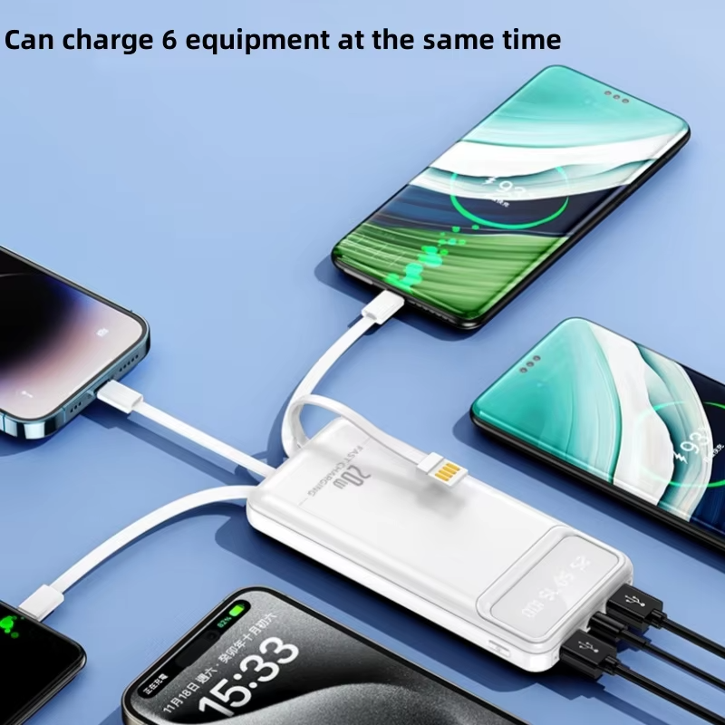 Portable Charger with Built-in Cables, 10000mAh PowerBank for iPhone, Slim Fast Charge Battery Pack,Travel Essentials Powerbank
