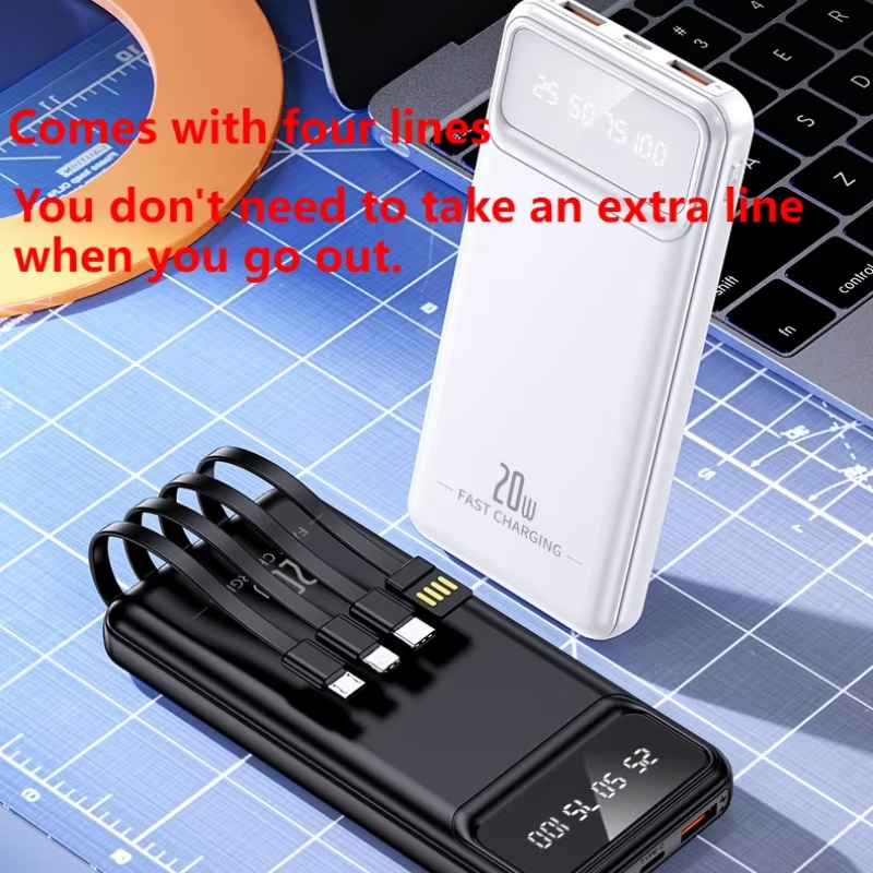 Portable Charger with Built-in Cables, 10000mAh PowerBank for iPhone, Slim Fast Charge Battery Pack,Travel Essentials Powerbank