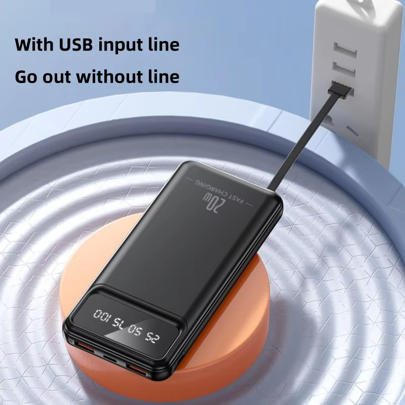 Portable Charger with Built-in Cables, 10000mAh PowerBank for iPhone, Slim Fast Charge Battery Pack,Travel Essentials Powerbank