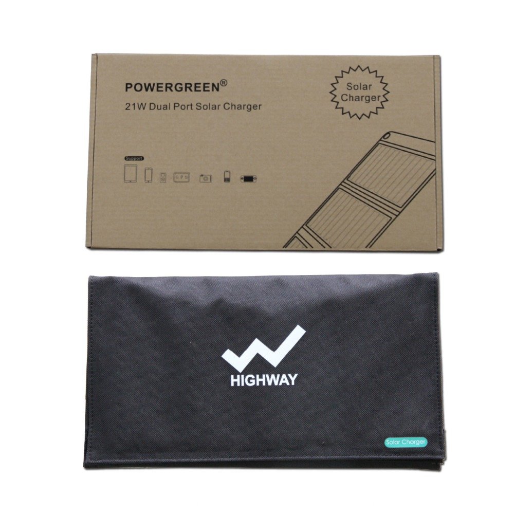 PowerGreen Quick Charge Flexible Solar Panel 21W USB Folding Solar Charger Power Bank, Portable Charger For Trekking