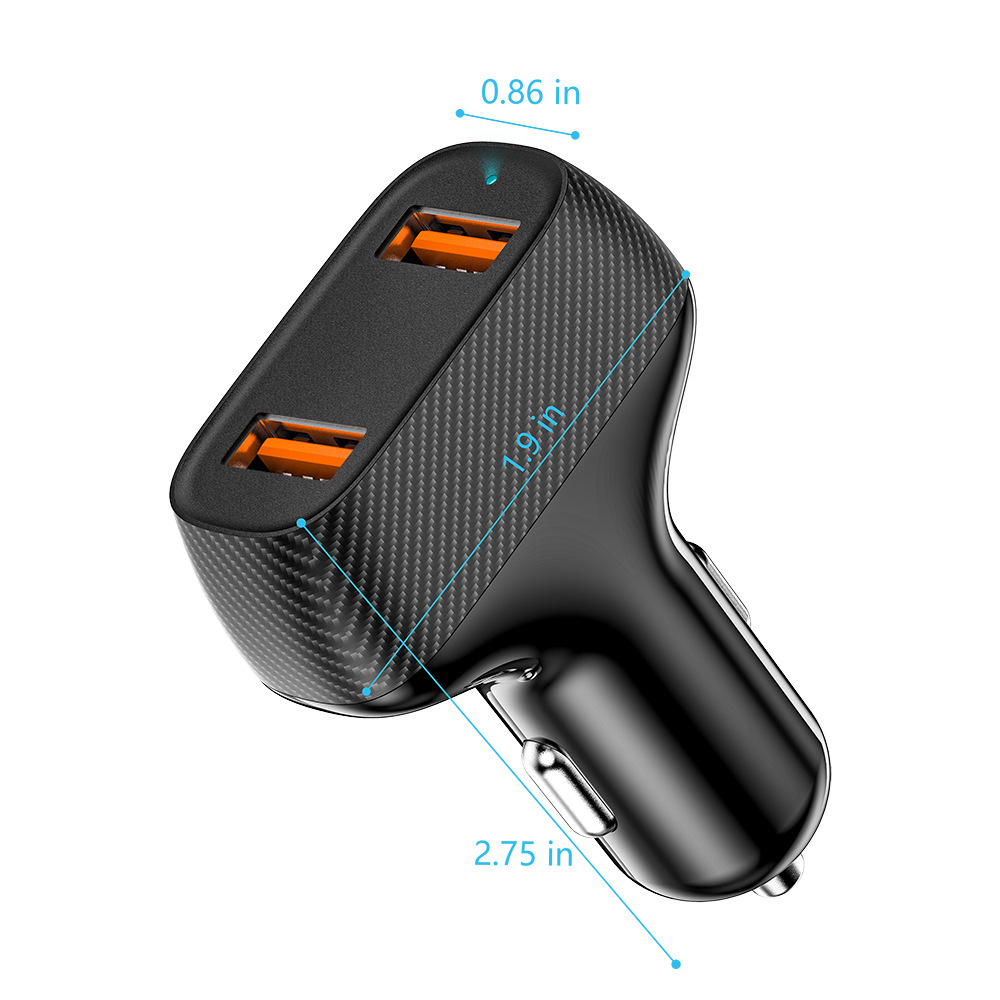 2024 New 37W PD Car Fast Charging Charger QC3.0 Charging Supports Customized USB Carbon Fiber Pattern Car Charging Device