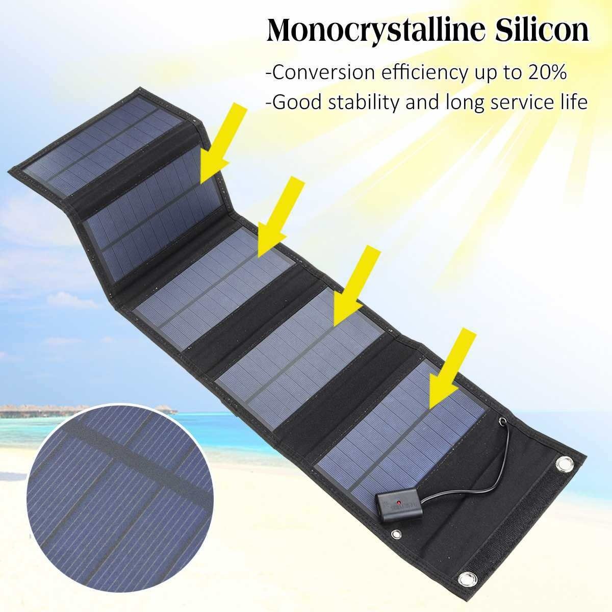 Portable 20W Polycrystalline Foldable Solar Panel with Charging Bag for Outdoor Mobile Phone Photovoltaic Charging