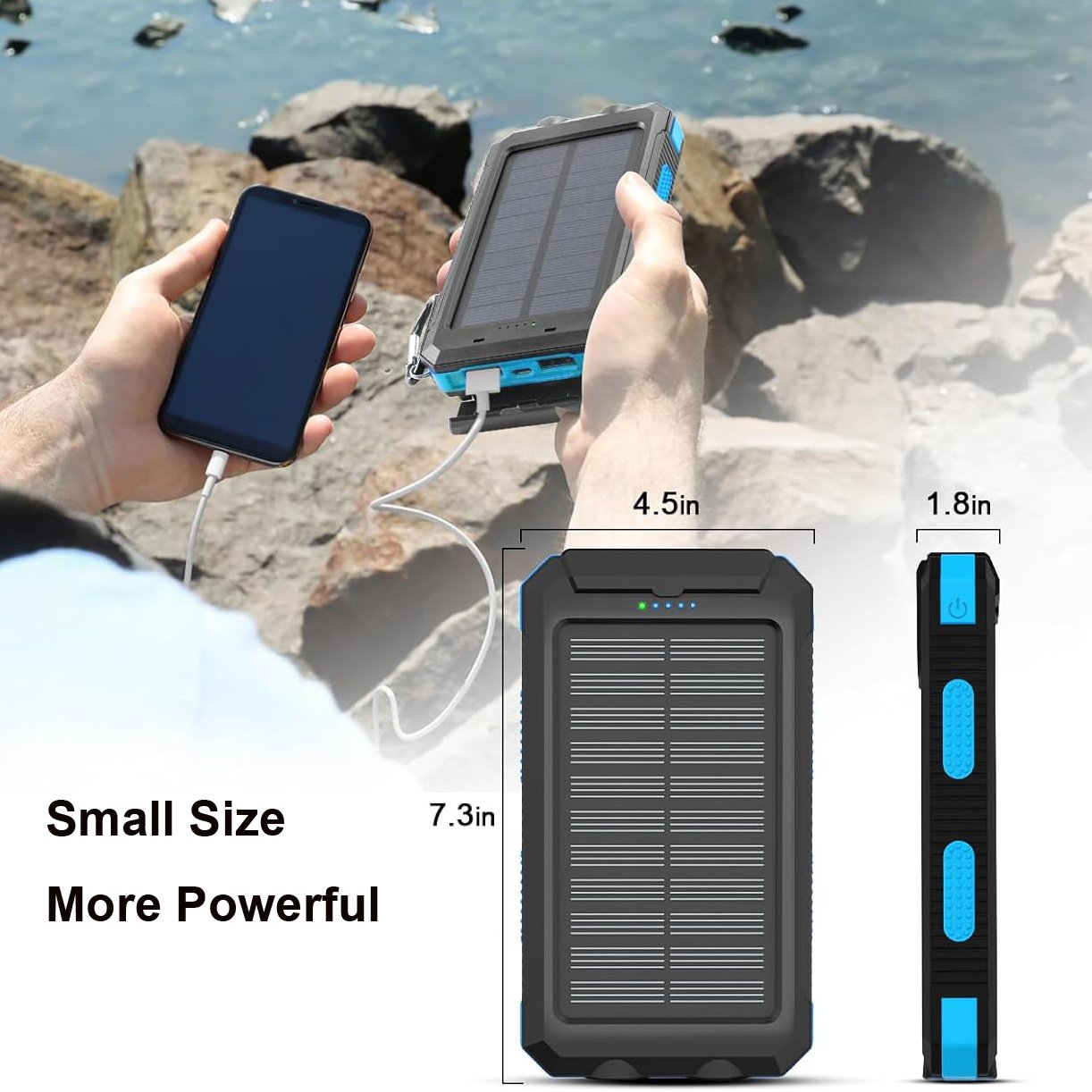 Good Price Portable Eco-friendly 20000mah Waterproof Solar Powered Panel Power Bank With 2 LED light For Mobile Phone