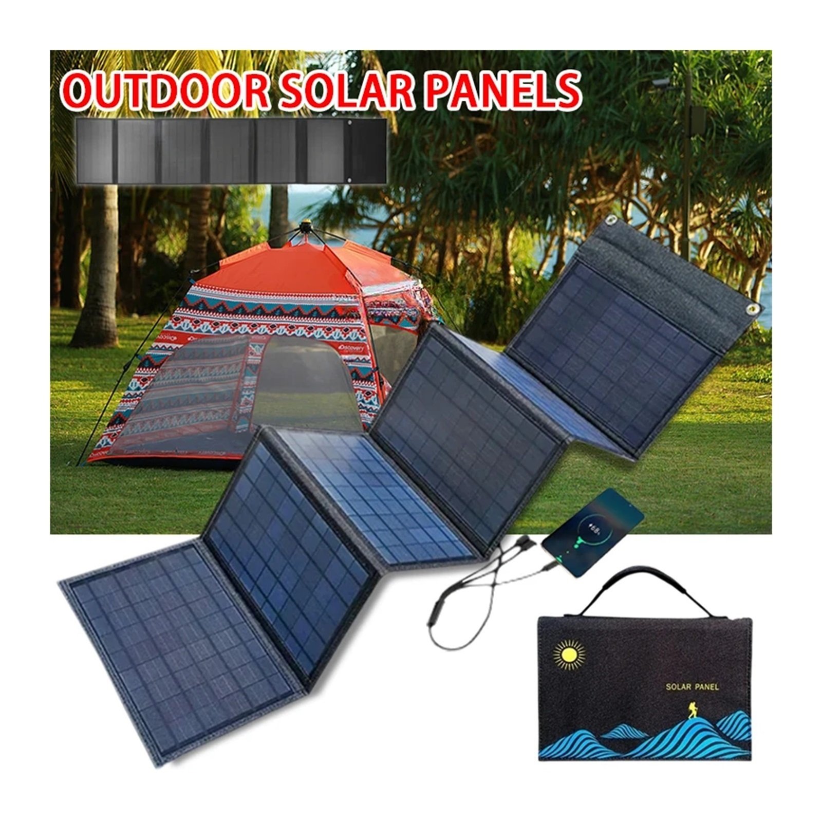 Senhuo Portable Folding Solar USB Charging Panel For Outdoor Mobile Power 12V 5v 100w Charger