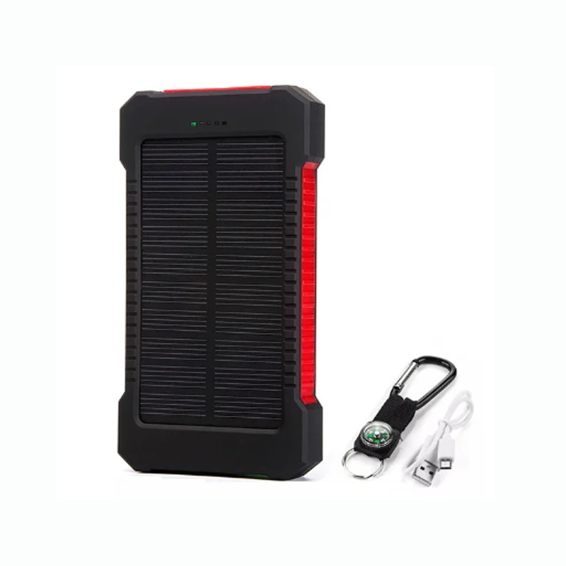 Dual USB 10000mAh Portable Solar Powered Power Bank & Mobile Battery Charger Waterproof with LED Light Panel