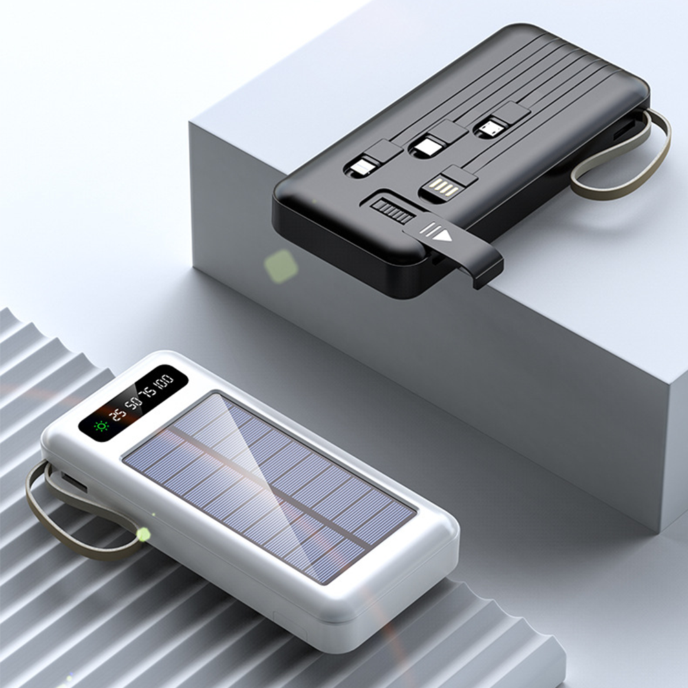 2021 New Products Solar Power Bank Hot Trending 20000mAh Double USB 2.1A Ultra Slim Electronics Portable Charge Flashlight