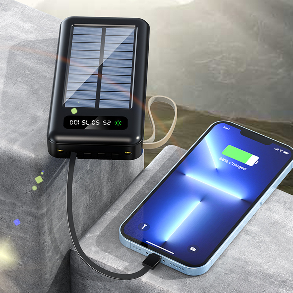 2021 New Products Solar Power Bank Hot Trending 20000mAh Double USB 2.1A Ultra Slim Electronics Portable Charge Flashlight