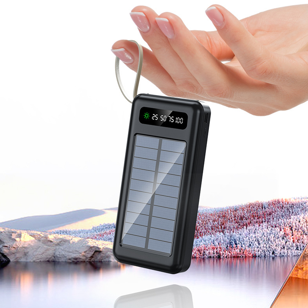 2021 New Products Solar Power Bank Hot Trending 20000mAh Double USB 2.1A Ultra Slim Electronics Portable Charge Flashlight
