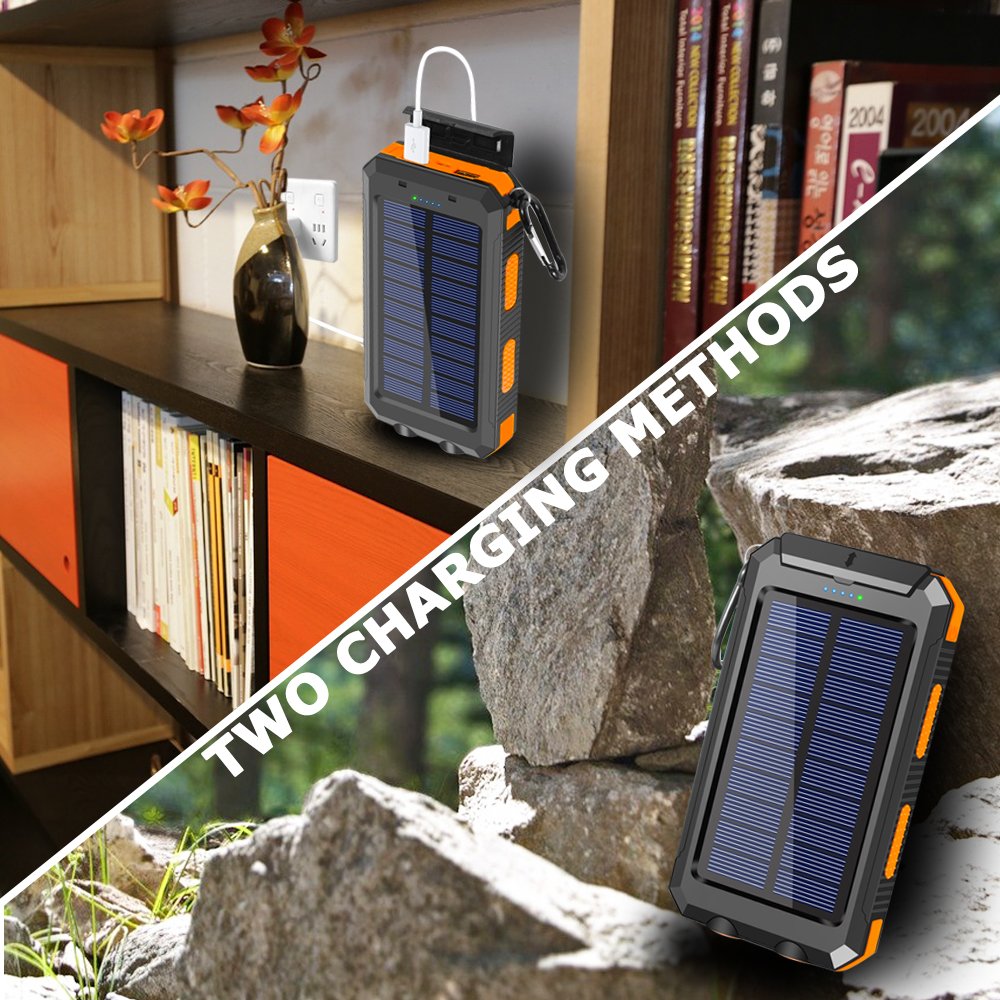 Waterproof Solar power bank 20000mah Li-Polymer Battery Charger Travel Solar Power Bank 20000mah With LED Flashlight