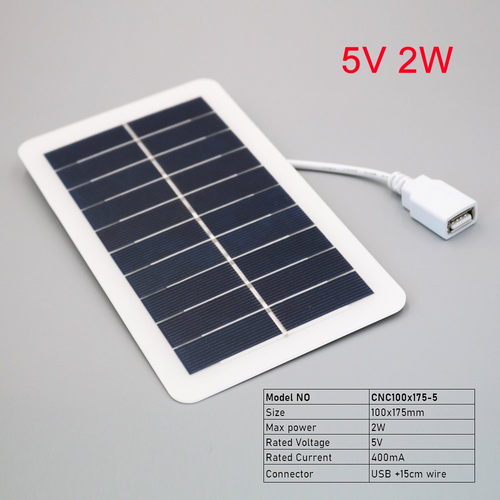 5V 2W 4W 5W 7.5W Output USB Solar Battery Charger USB Female port Charge Regulators Solar Panel