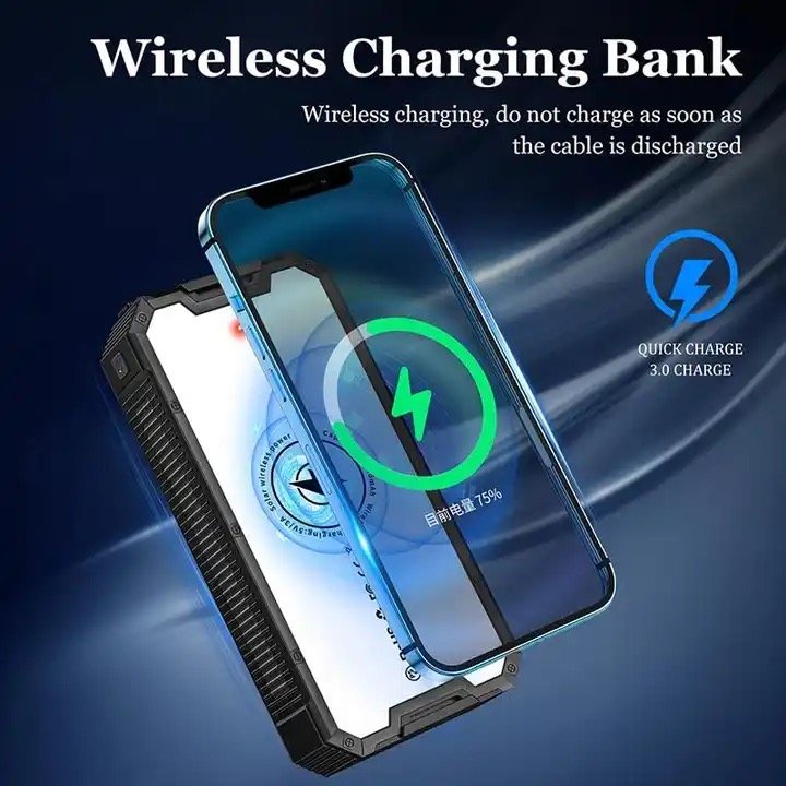 2024 Factory direct sales 36800MAh large capacity solar charger fast charging with LED light mobile power