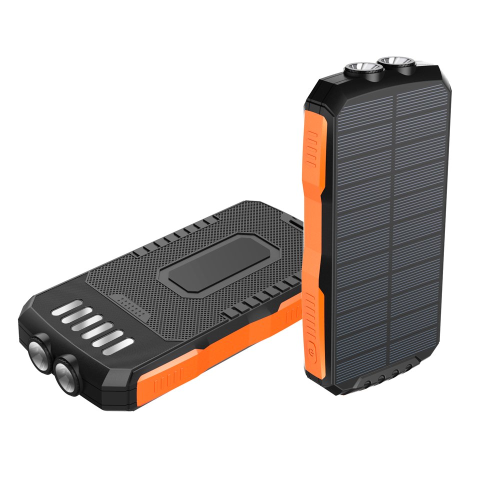 Rugged qi universal portable energy with led light 25000 mah solar power bank 20000mah wireless charger solar power bank