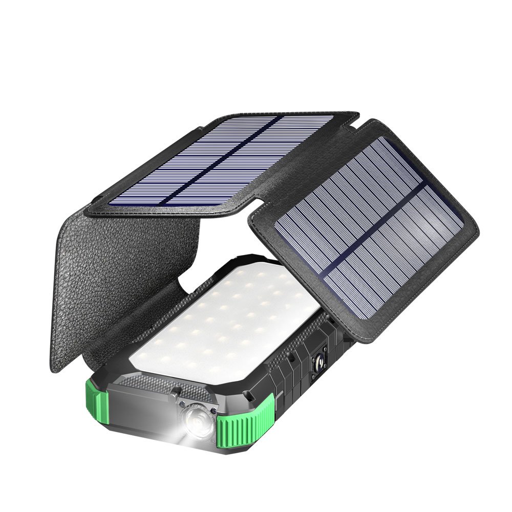 2023 new hot sell on line outdoor rugged waterproof shockproof portable 20000mAh Solar power bank with 32 LED bright lighting