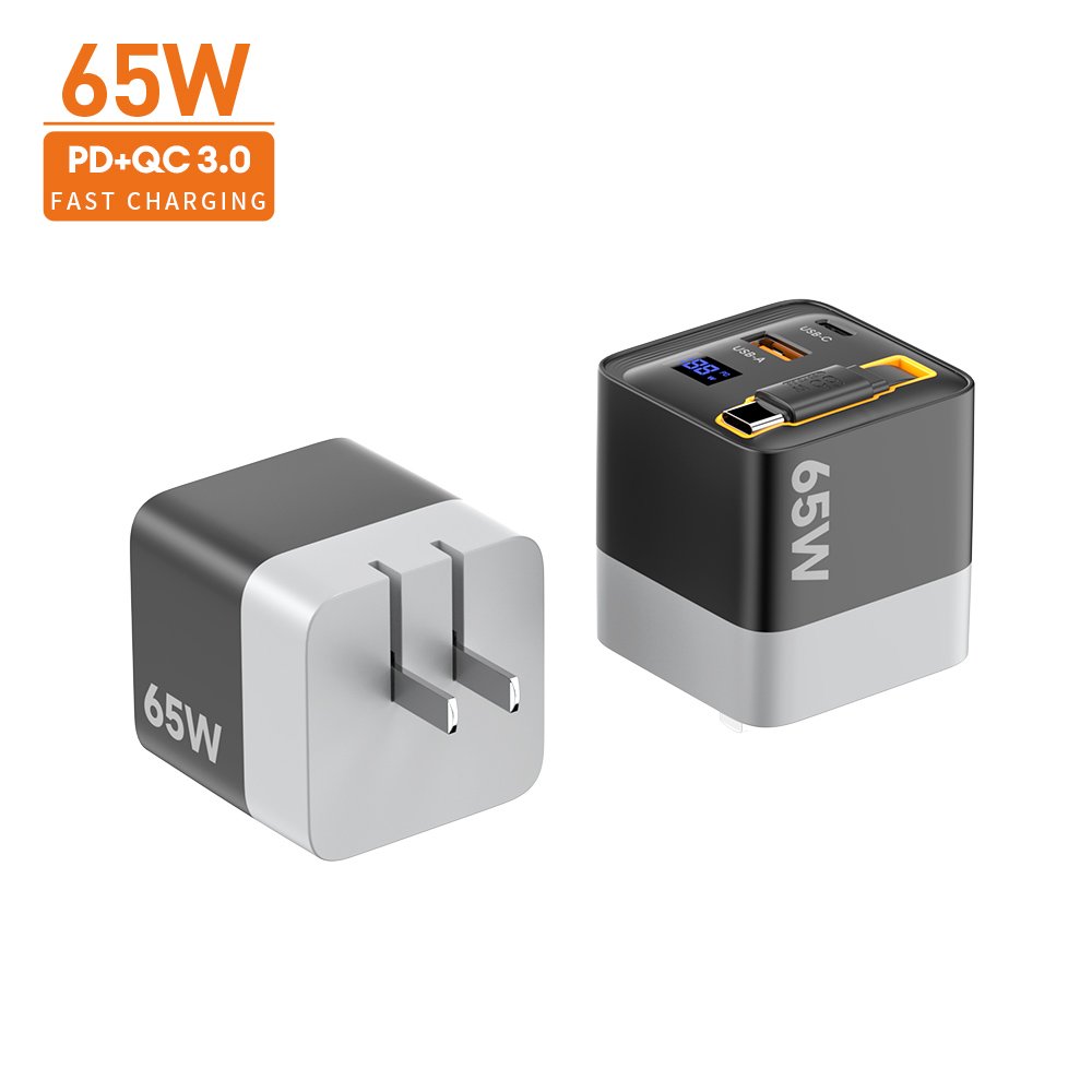 Vina 2024 New Trend GaN 45W 60W 65W EU PD Wall charger type-c fast charging 2Ports USB C Gan Charger portable charger with cable