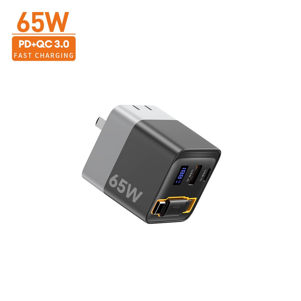 Vina 2024 New Trend GaN 45W 60W 65W EU PD Wall charger type-c fast charging 2Ports USB C Gan Charger portable charger with cable