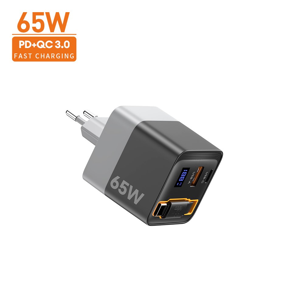 Vina 2024 New Trend GaN 45W 60W 65W EU PD Wall charger type-c fast charging 2Ports USB C Gan Charger portable charger with cable