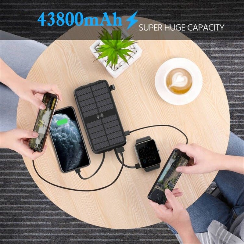 Multi-functional 20000mah Outdoor Waterproof Wireless Fast Charging Power Bank Solar Mobile Power Supply ABS 20W Usb Waterproof