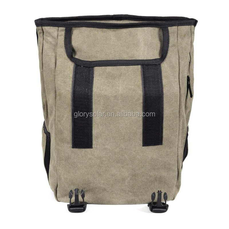 Glory Solar Traveling army green outdoor phone solar panel fast delivery backpack bag hiking anti-theft solar backpack