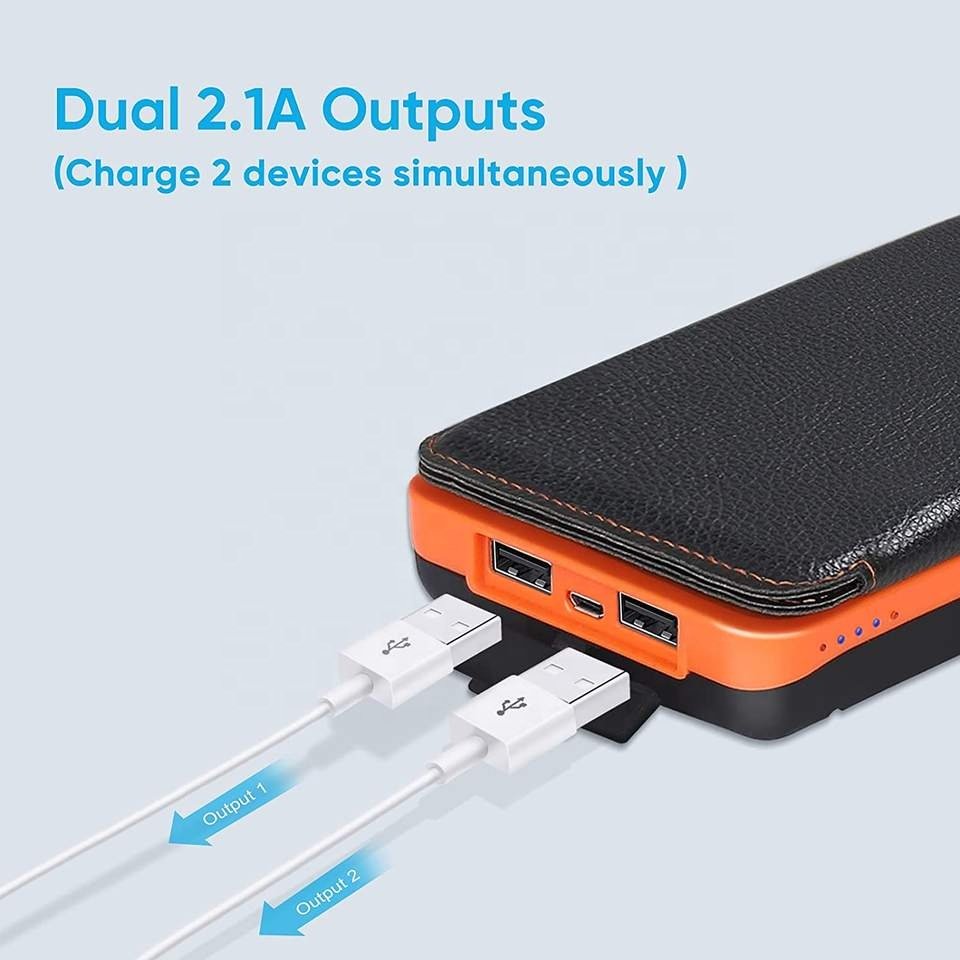 Fast Charging 20000 mAh Foldable Outdoor Portable Solar Charger 20000mAh Powerbank Solar Power Bank With Led Lights