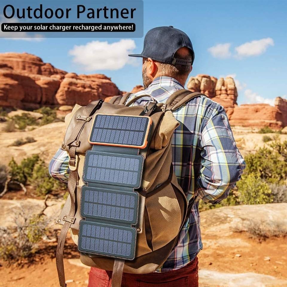 Fast Charging 20000 mAh Foldable Outdoor Portable Solar Charger 20000mAh Powerbank Solar Power Bank With Led Lights