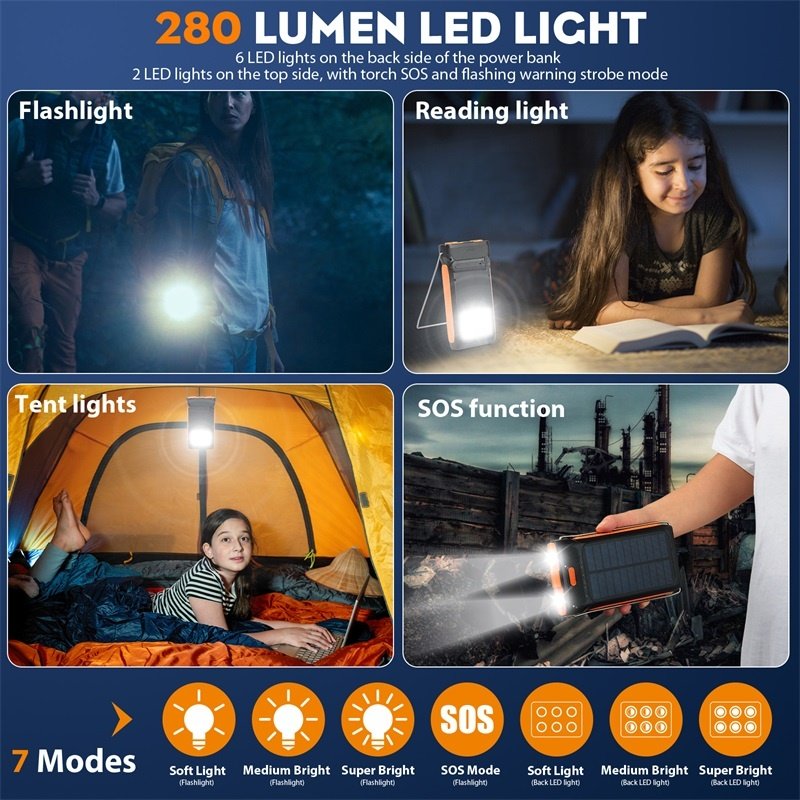 2024 New products electronics solar power bank high demand portable mobile phone solar charger with LED light