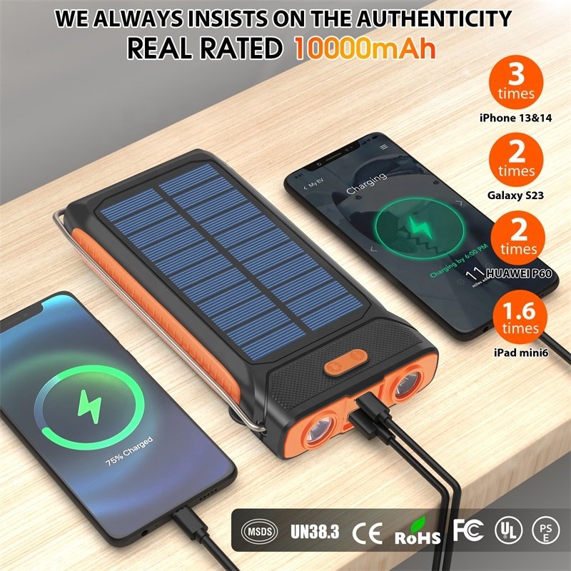 2024 New products electronics solar power bank high demand portable mobile phone solar charger with LED light