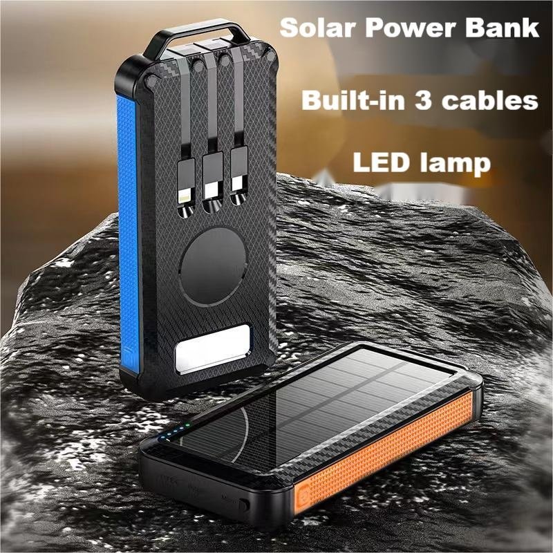 New Arrival Waterproof Portable Qi Wireless Solar Charger with USB & Type-C Port 5V/3A LED Flashlight 10000mAh Solar Power Bank