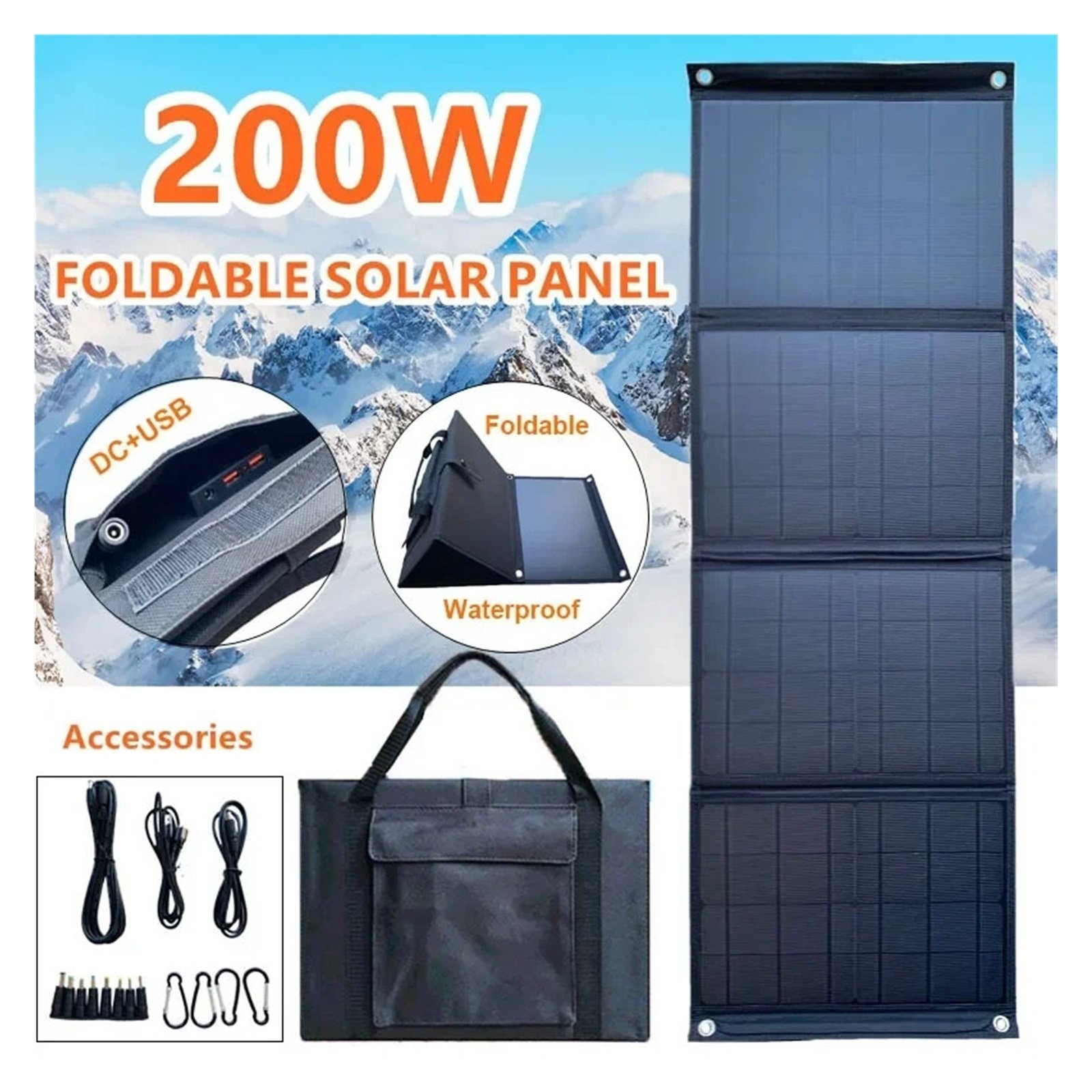 Senhuo Portable Waterproof Folding Solar Panel Dual 200W USB + DC Charger For Outdoor Mobile Power
