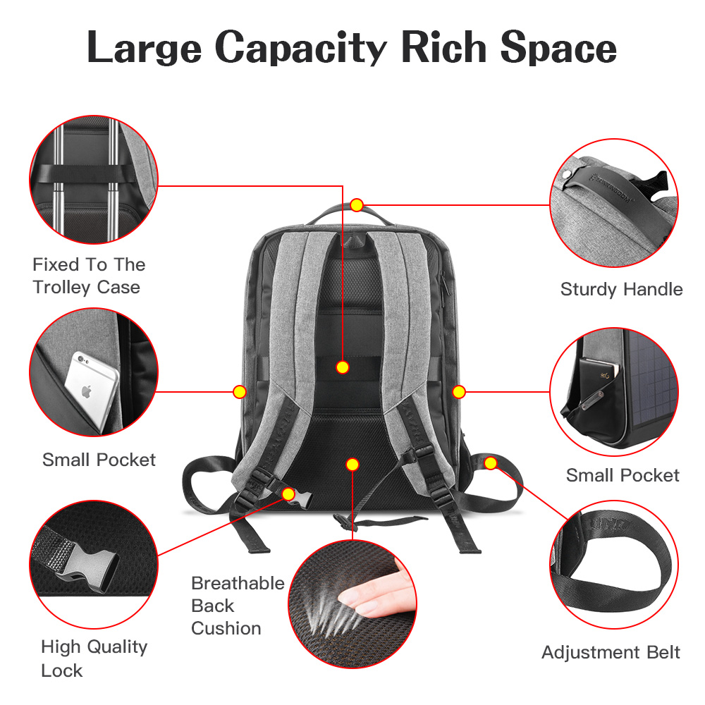 Outdoor Convenient soft waterproof laptop backpack carry solar panel bag 10W solar charger with usb charging