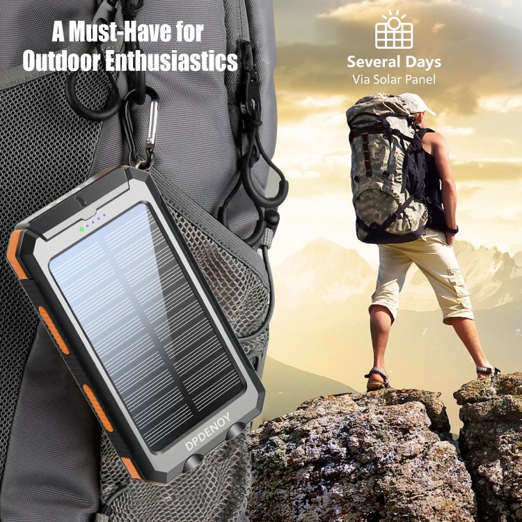 Trending Products 2024 New Arrivals OEM Outdoor Waterproof 10000mAh Large Capacity Ultra-Thin Portable Compass Solar Power Banks