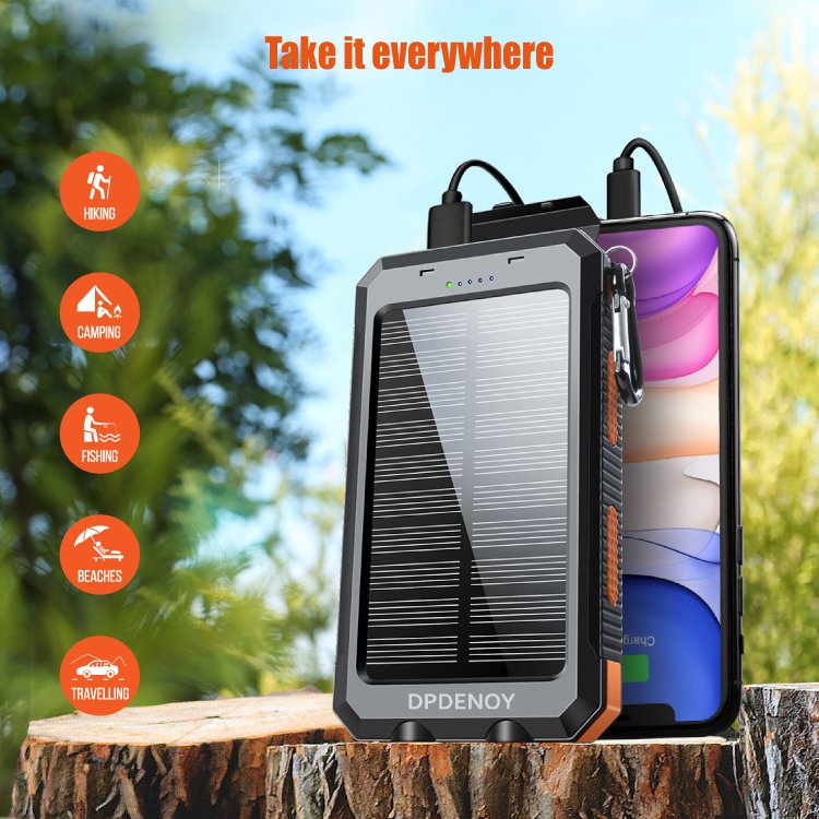 Trending Products 2024 New Arrivals OEM Outdoor Waterproof 10000mAh Large Capacity Ultra-Thin Portable Compass Solar Power Banks