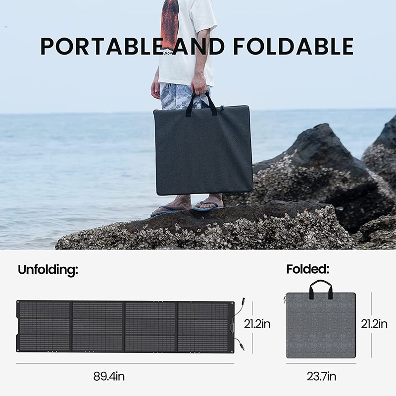 EnergyCreative 24V Foldable Solar Charger MC4 Connector Waterproof 200W Portable Solar Panel for Power Station
