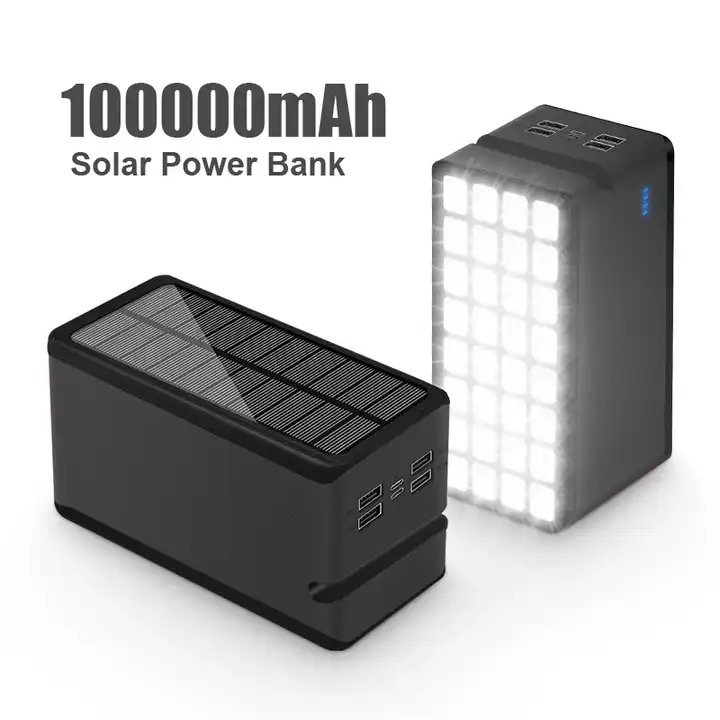 Hot Selling Outdoor Camping Waterproof Solar Power Bank Super High Capacity 100000mAh Solar Phone Charger Power Bank