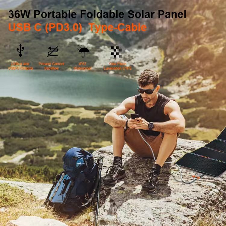 Glory Solar Portable 36w Solar Folding bags laptop charger Foldable Solar Panel camping outdoor solar phone charger