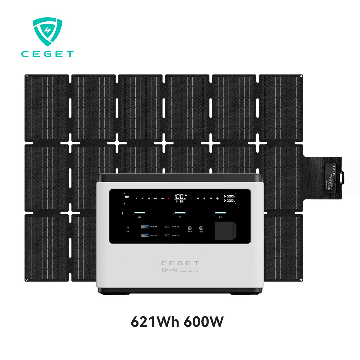 CEGET EP162 162W 200W Flexible Smart Outdoor Camping Portable Solar Charger Panel Foldable Solar Panel to Charge Solar Generator