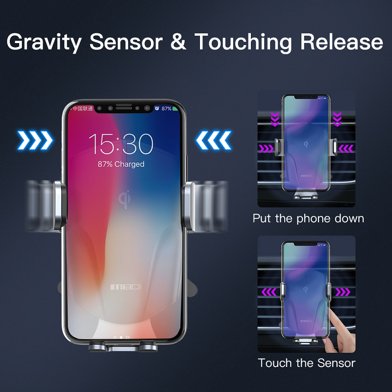 Original Factory 10W Wireless Charging Fast Auto-Clamping Smart Sensor Car Phone Holder Wireless Car Charger Mount