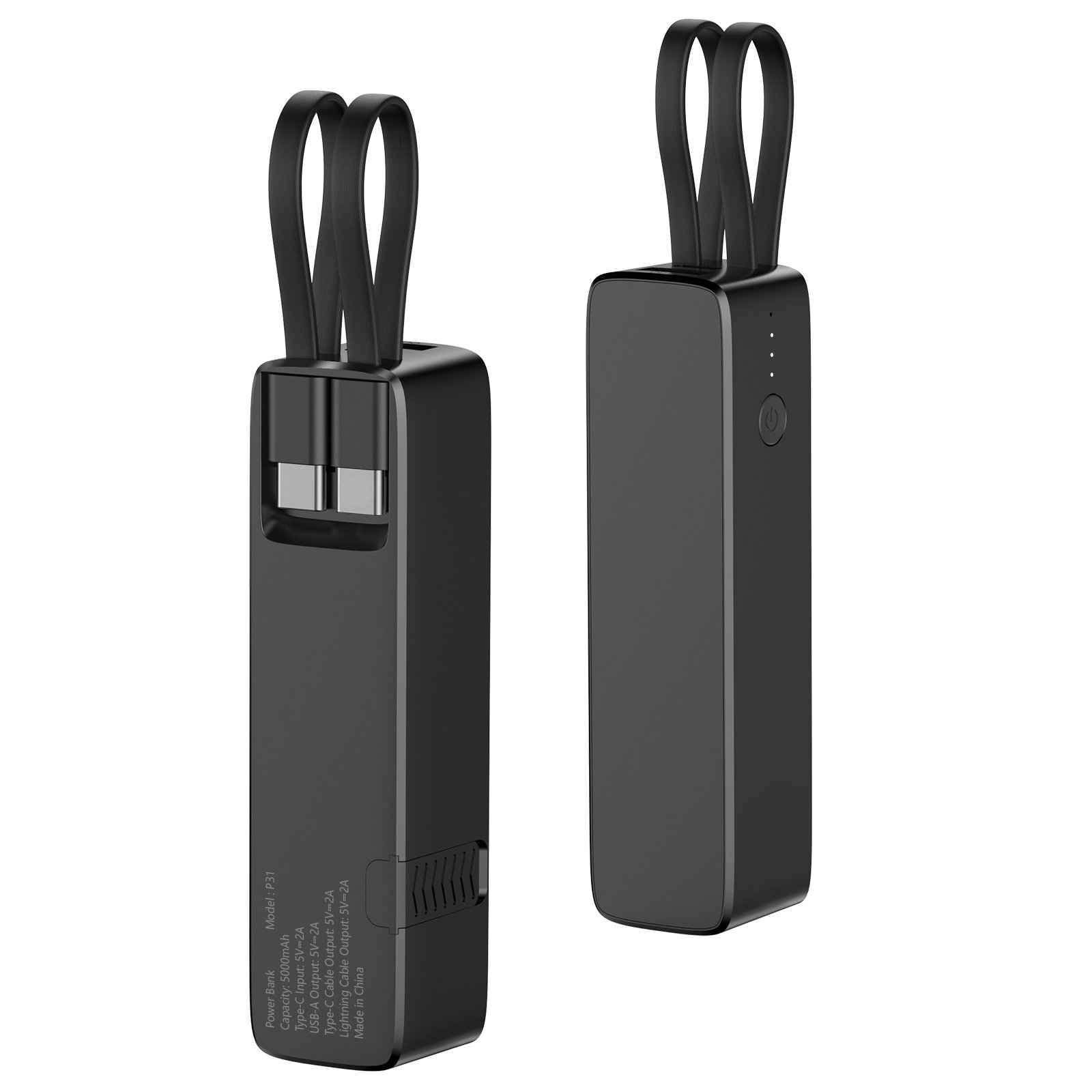 2025 New Arrived Power Bank with Plug Quick Charge Portable Charger 5000mAh Mini Power Bank Pocket Power Bank for Gift Sets