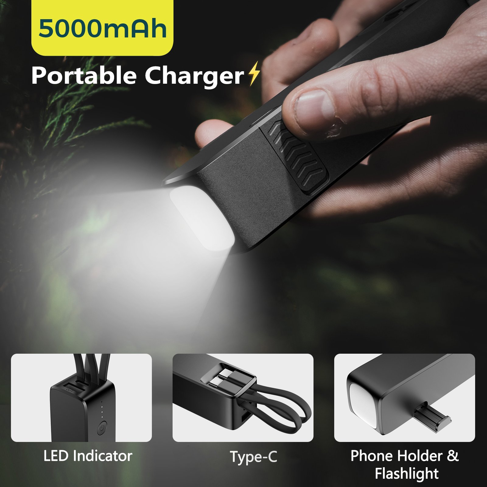 2025 New Arrived Power Bank with Plug Quick Charge Portable Charger 5000mAh Mini Power Bank Pocket Power Bank for Gift Sets