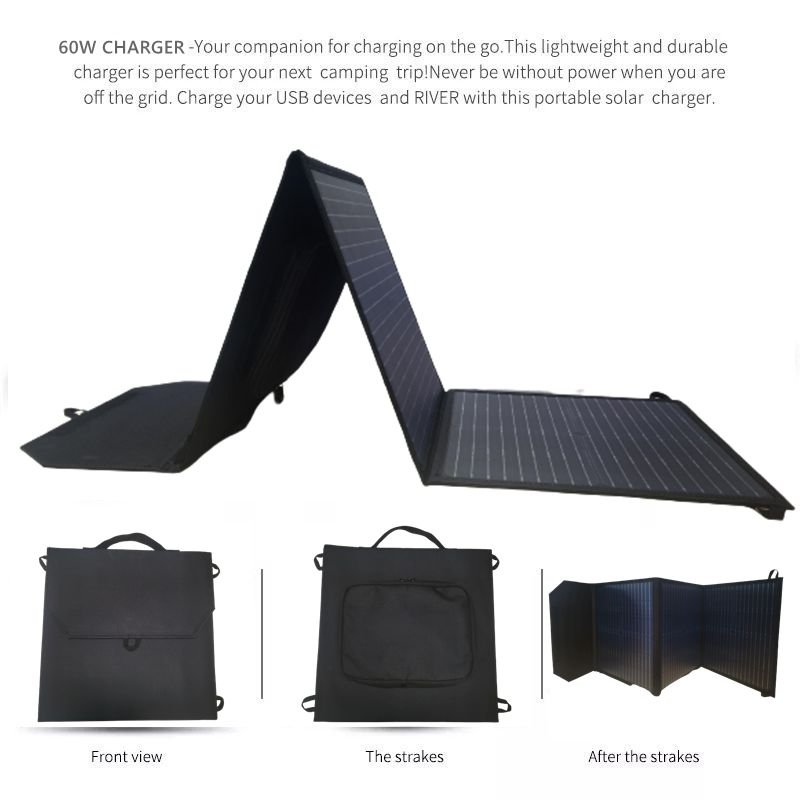 Portable Solar Panel 50w 60W 100W 200W Flexible Monocrystalline Solar Charger Foldable Solar Panel for Camping RV Car Generator
