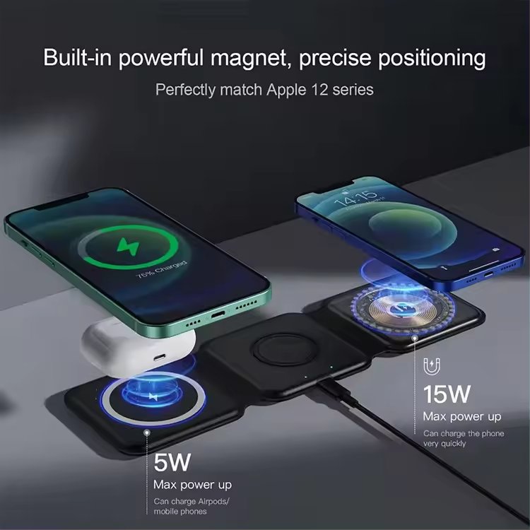 hot selling 3 In 1 Foldable Wireless Charger Magnetic Fast Wireless Charging Pad Compatible
