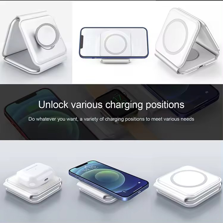 hot selling 3 In 1 Foldable Wireless Charger Magnetic Fast Wireless Charging Pad Compatible