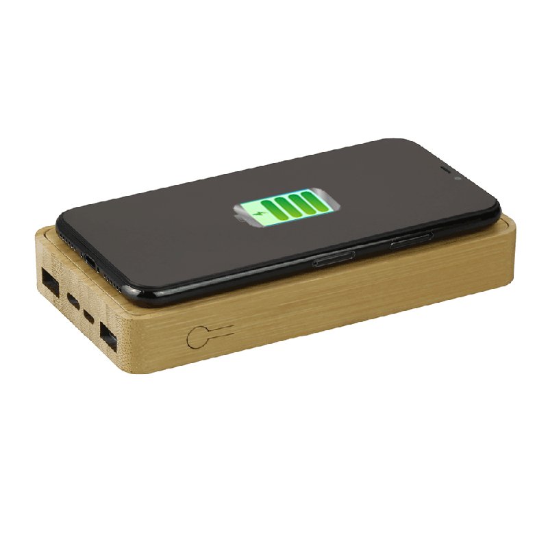 New Private Bamboo 10000mah USB C Wireless PowerBank Solar Power Bank