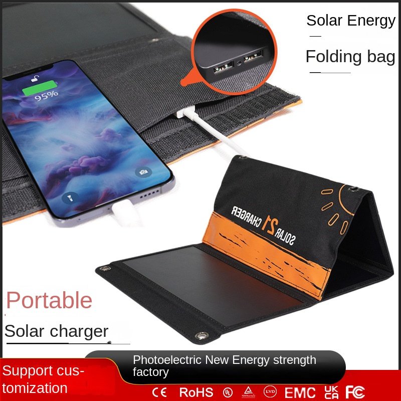 Portable 21W 15W Outdoor Riding Solar Folding Bag 100W USB Mobile Phone Solar Charging Board Portable Solar Charger