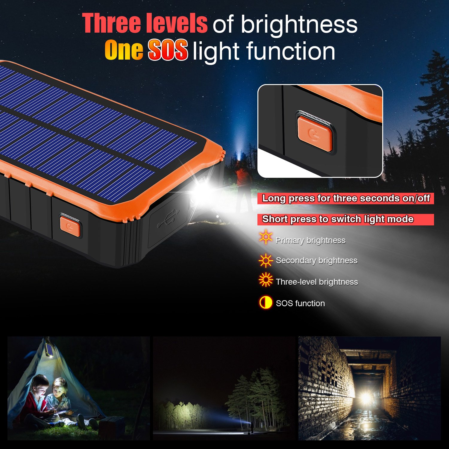 PSE CE ROHS Waterproof Mobile Cell Phone Charger Solar hand crank Power Bank Charger 12000mAh