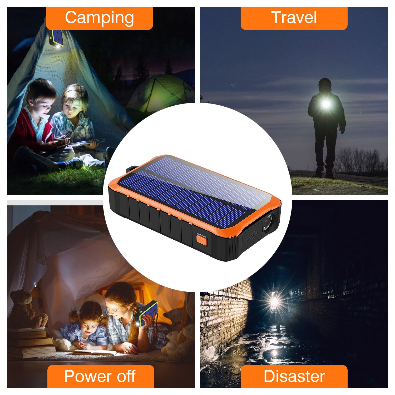 PSE CE ROHS Waterproof Mobile Cell Phone Charger Solar hand crank Power Bank Charger 12000mAh