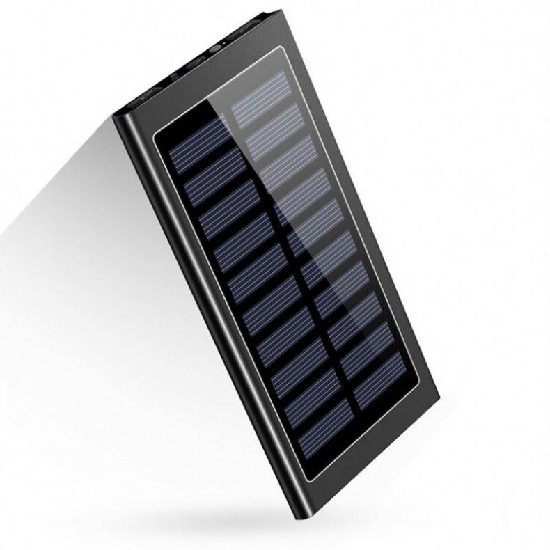 China Factory Slim Solar Power Bank 20000mAh Portable Solar Charger Aluminum External Battery Backup Ultra Thin Solar Power Bank