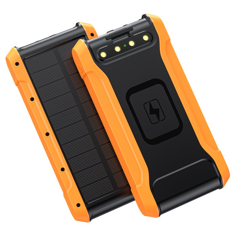 Wireless Solar Panel Power Banks Dual USB LI-Polymer 20000mAh IP65 Waterproof Travel LED Micro Compatible USA Socket Fishing