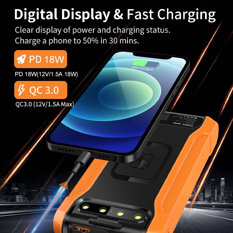 Wireless Solar Panel Power Banks Dual USB LI-Polymer 20000mAh IP65 Waterproof Travel LED Micro Compatible USA Socket Fishing