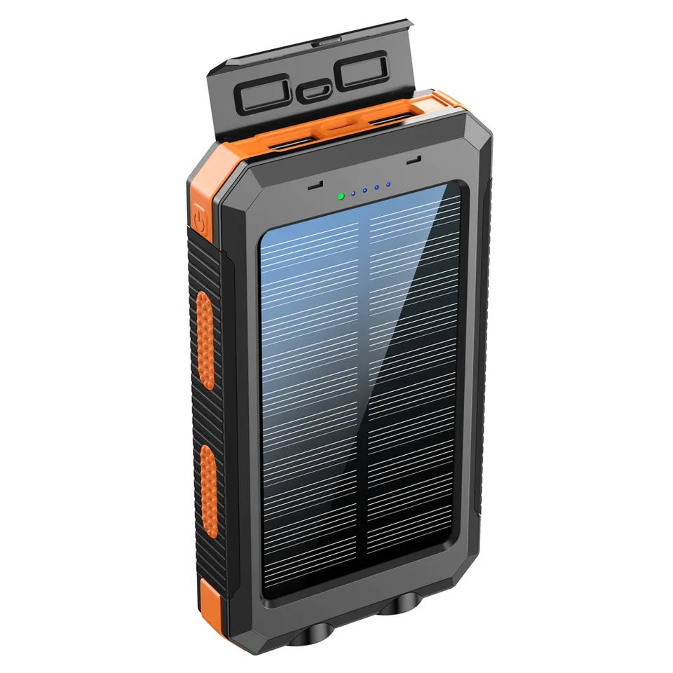 Solar charger power bank built in Compass waterproof 20000mAh mobile solar power bank charger